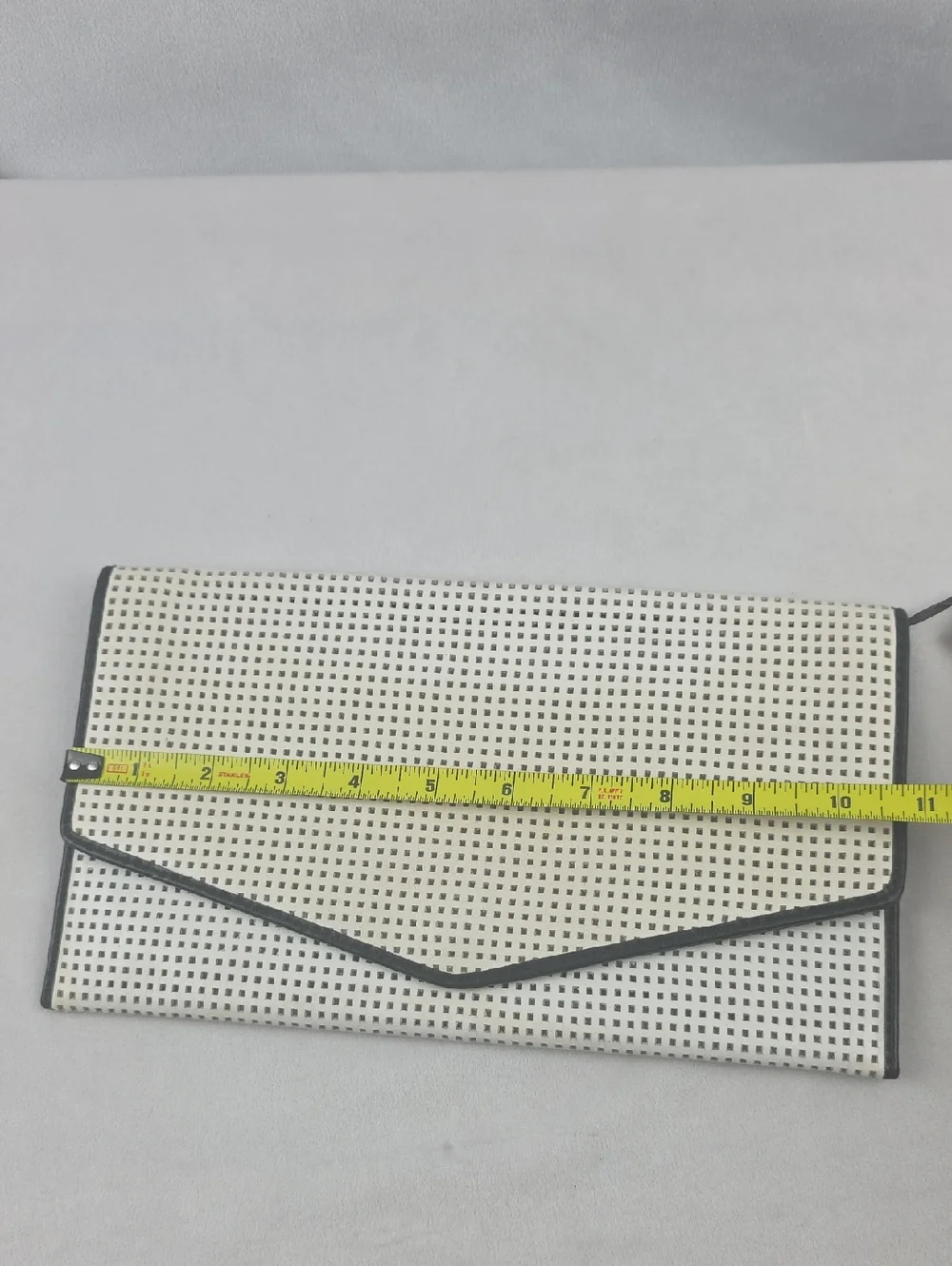 NWT Cole Hann White Perforated Envelope Clutch Genuine‎ Leather MSRP $148